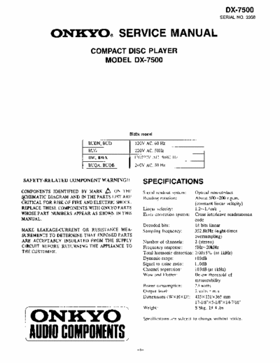 Onkyo DX-7500 Compact disc player model DX-7500